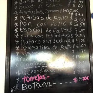 Part of the menu, sorry about the glare!