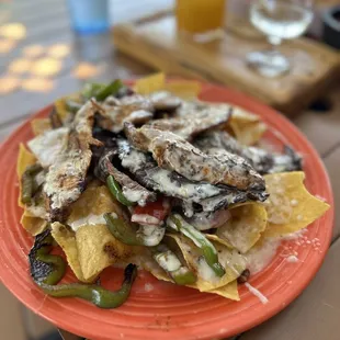 Fajita nachos. Steak &amp; chicken