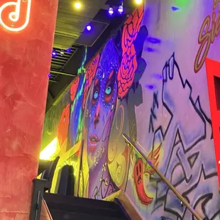 The upstairs seating area