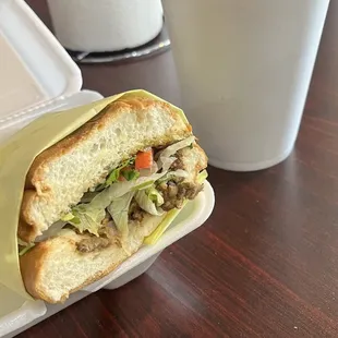 a sandwich and a drink