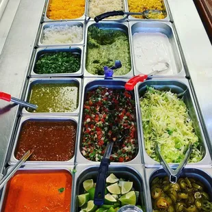 a variety of condiments
