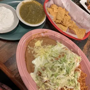 Cheesesteak burrito, rice and beans
