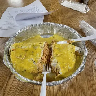 Shredded chicken wet burrito