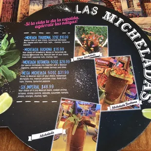 This is the new Los Amigos drink and desert menu.