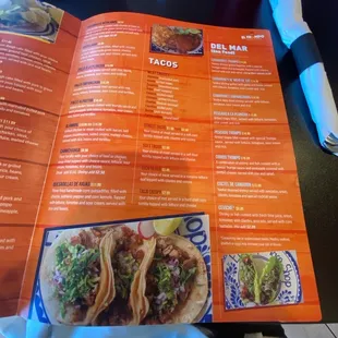 tacos, menu