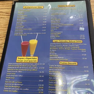 menu