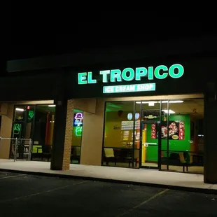 Storefront at night