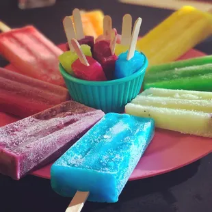 a variety of pops on a plate