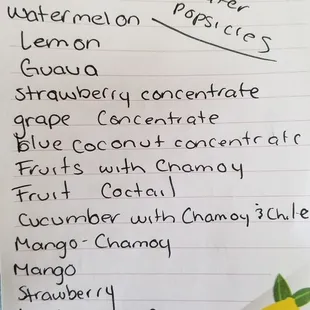Popsicle flavors