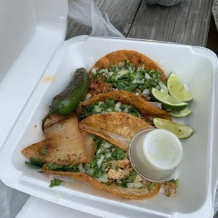 Chicken taco Carnitas taco Al pastor taco