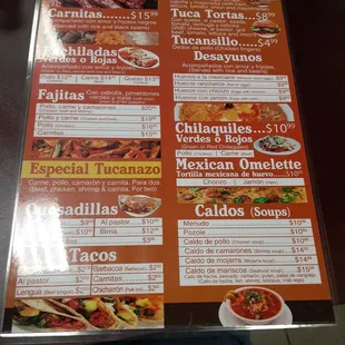 the menu