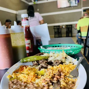 a plate of mexican food