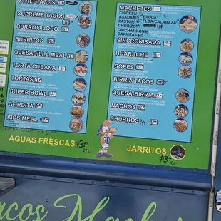 Menu on truck