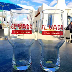 two glasses on a table