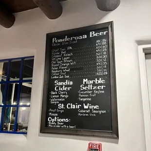 Drink menu
