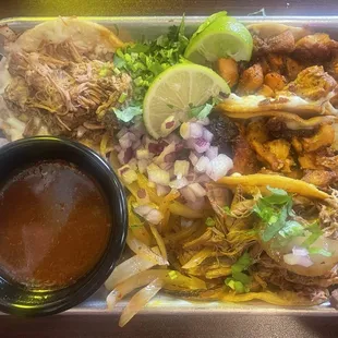 Chicken and Birria tacos