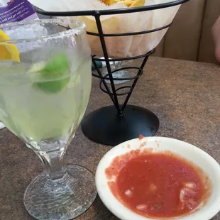 Chips and salsa (complimentary) and Margarita (not complimentary *sad face*)