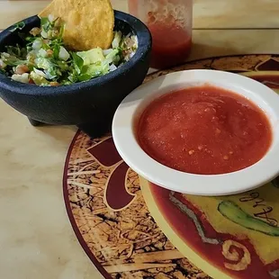 Mexican guacamole and salsa