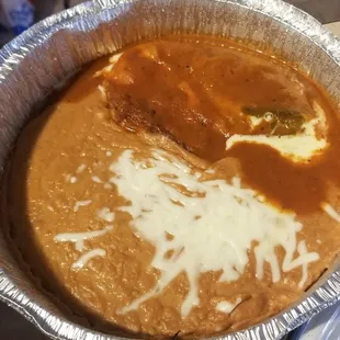 Chili relleno with beans