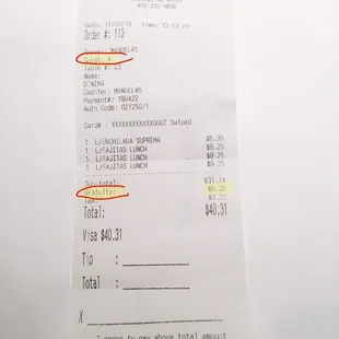 Our bill for 4 people, server added 20% gratuity without even letting us know.