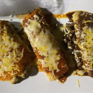 Combo 15. One Fried Burrito, 1 Chile Relleno, 1 Tamal Combo