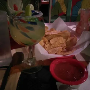 Margarita, chips and salsa
