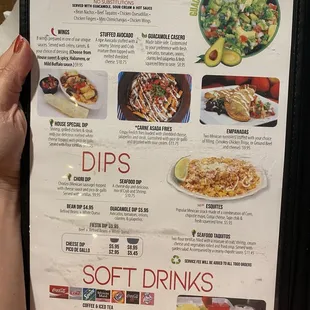 a menu for appetizers