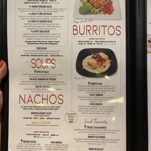 a menu for a mexican restaurant