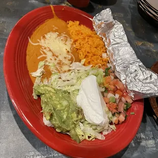Beans and rice with the fajitas