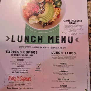 Lunch Menu Lunch Fajitas Ranchero Special
