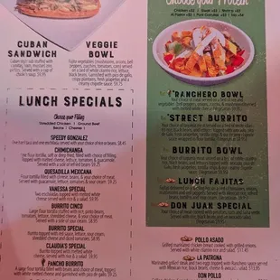 a menu for a mexican restaurant