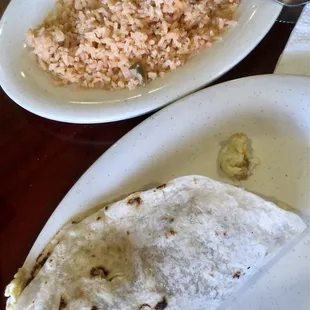 Surprise Burrito and side of rice
