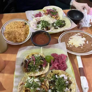 Tacos rice and beans