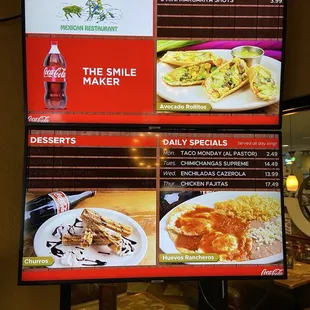 Digital Specials board as you walk in