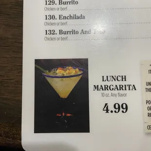 Great price on lunch time margarita!