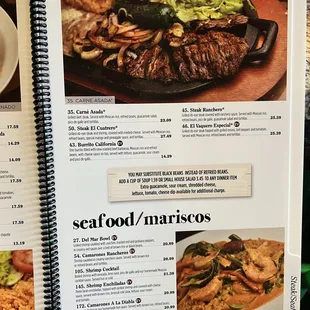 a menu for a mexican restaurant