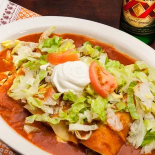 a plate of mexican food