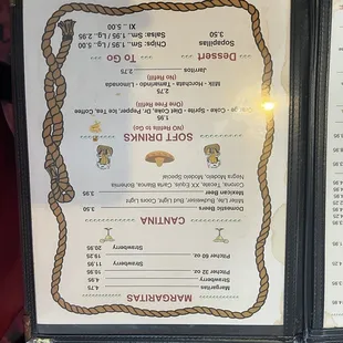 a menu for a mexican restaurant