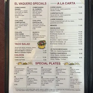 Updated menu