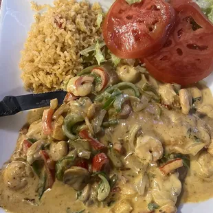 Tilapia in mushroom cream sauce