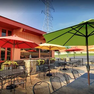 tables and umbrellas