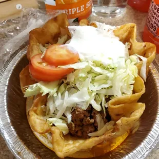 This was supposed to be chicken taco salad that was made with ground beef instead.