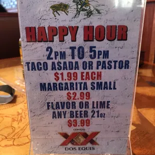happy hour sign