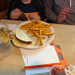 Kids taco with just beef( that's all she wanted (lol)