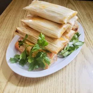 Pork and chicken corn leaf tamales