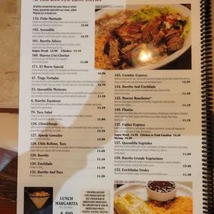 Lunch menu