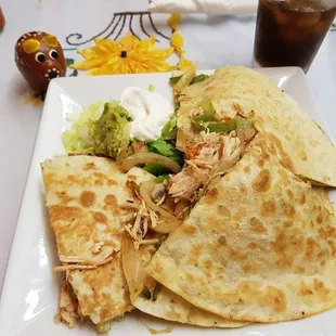 a plate of quesadillas