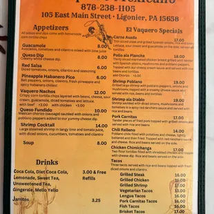 Menu front.