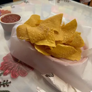 Chips and salsa for the table.