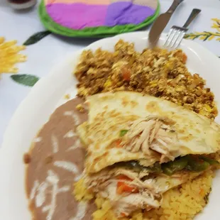 a plate of mexican food